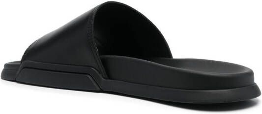 Giorgio Armani debossed-logo leather slides Black