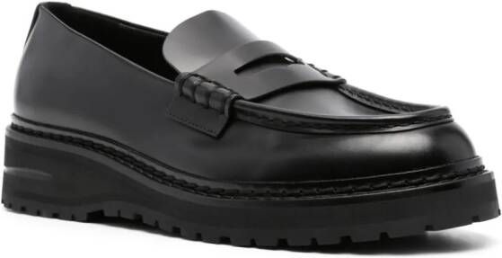 Giorgio Armani leather penny-slot loafers Black