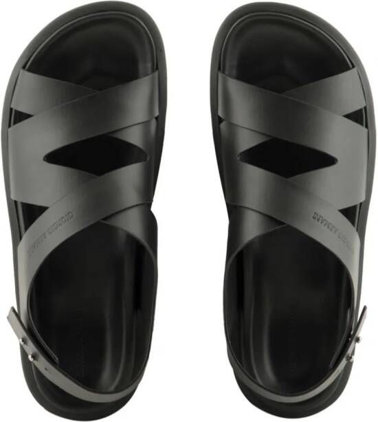 Giorgio Armani logo-debossed leather sandals Black
