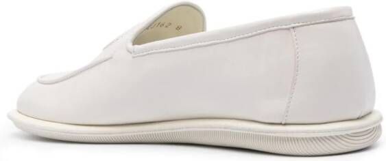 Giorgio Armani logo-embroidered leather loafers White
