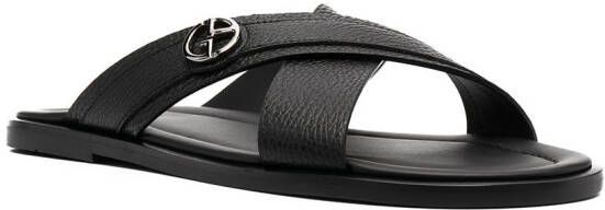 Giorgio Armani logo-patch sandals Black