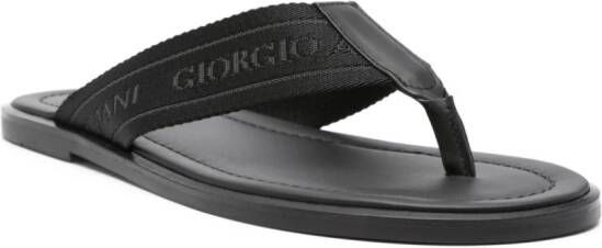 Giorgio Armani logo-strap leather flip flops Black