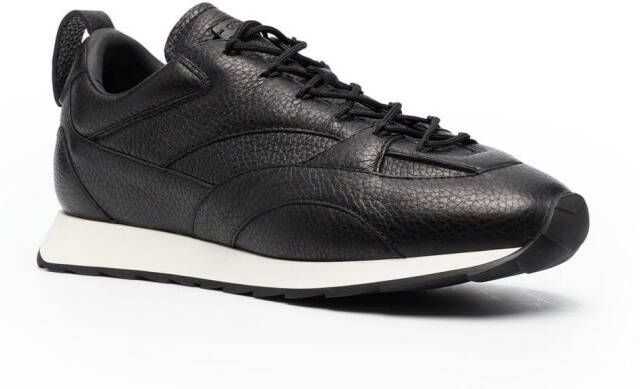 Giorgio Armani panelled lace-up leather sneakers Black