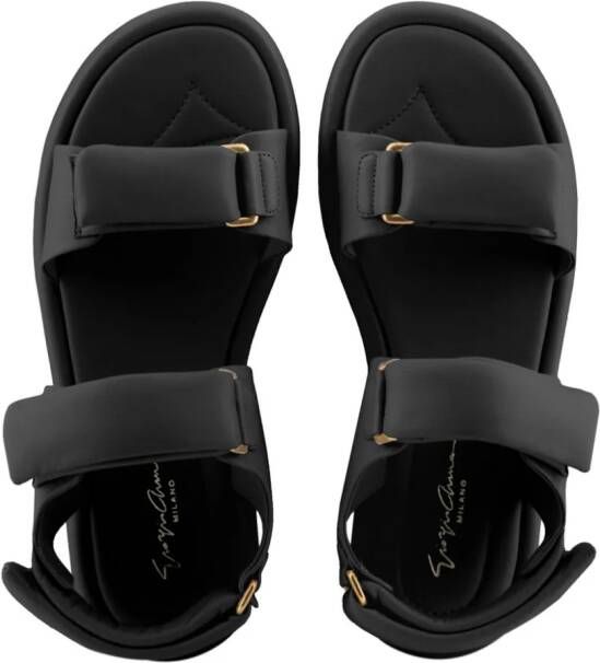 Giorgio Armani touch-strap leather sandals Black