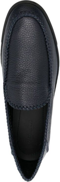 Giorgio Armani whipstitch-detail leather loafers Blue