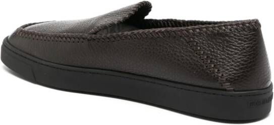 Giorgio Armani whipstitch-detail leather loafers Brown