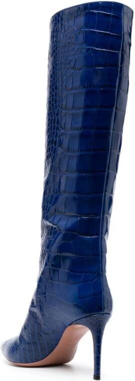 Giuliano Galiano 85mm crocodile-embossed leather boots Blue