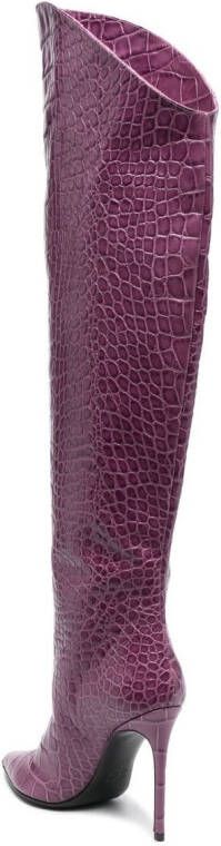 Giuliano Galiano crocodile-effect 110mm boots Purple