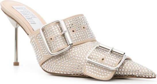 Giuseppe Di Morabito 100mm crystal-embellished mules Neutrals
