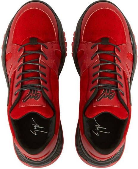 Giuseppe Junior Talon Jr suede-trim sneakers Red