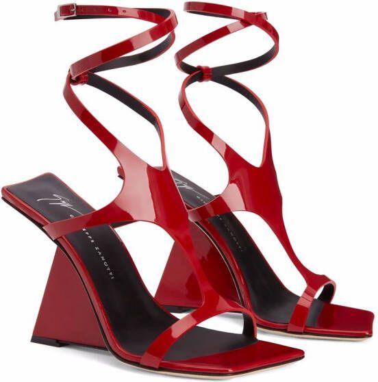 Giuseppe Zanotti 105mm angled wrapped sandals Red