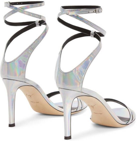 Giuseppe Zanotti 85mm metallic-effect leather sandals Silver