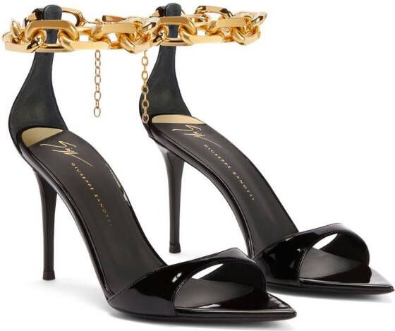 Giuseppe Zanotti 90mm chain-trim leather sandals Black