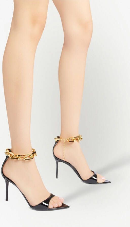 Giuseppe Zanotti 90mm chain-trim leather sandals Black