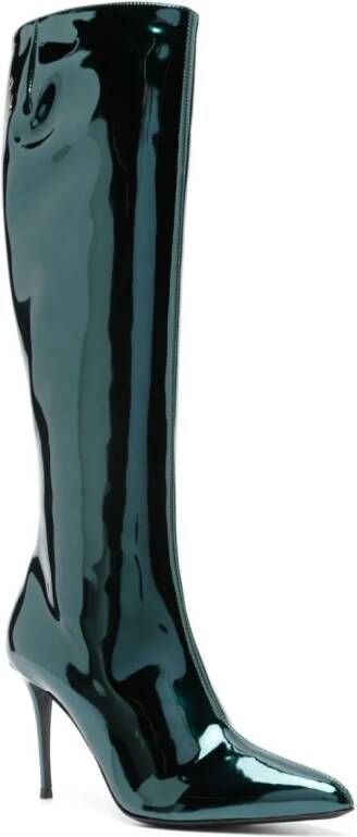 Giuseppe Zanotti 95mm pointed-toe leather boots Green
