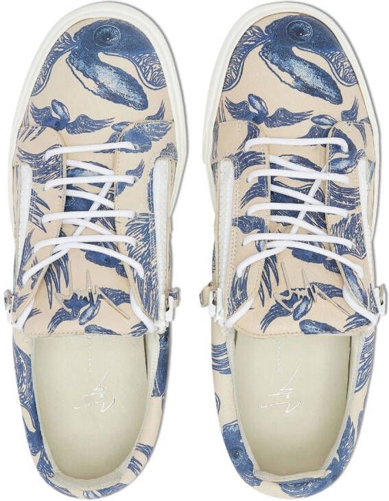 Giuseppe Zanotti abstract print low-top sneakers Neutrals