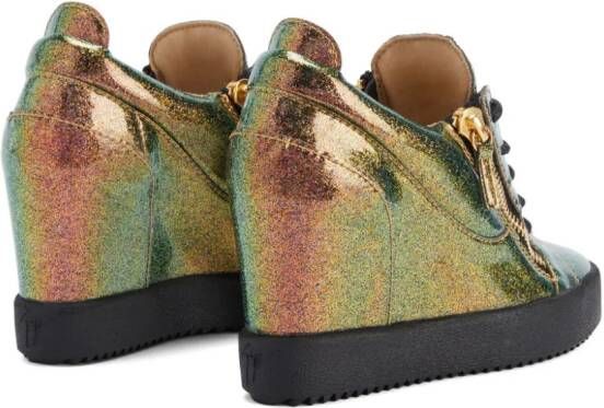Giuseppe Zanotti Addy glitter wedge sneakers Green