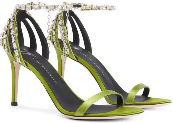 Giuseppe Zanotti Adele crystal 85mm sandals Green