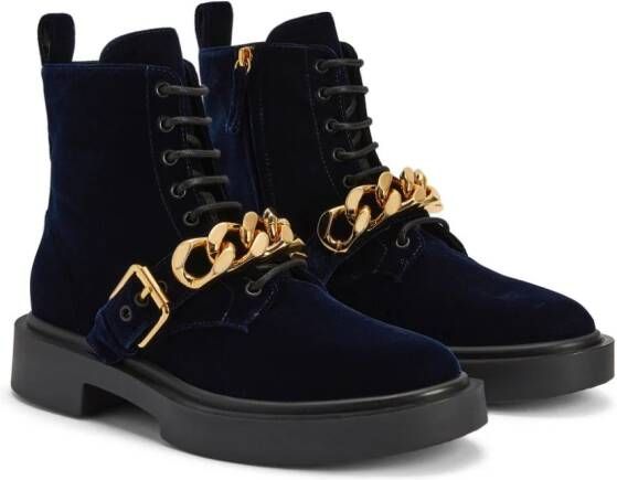 Giuseppe Zanotti Adric velvet lace-up sneakers Blue