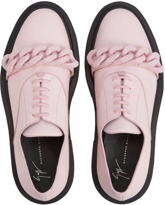 Giuseppe Zanotti Adrik chain-trim lace-up shoes Pink