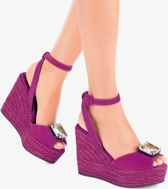 Giuseppe Zanotti Aina woven-wicker crystal-embellished sandals Purple