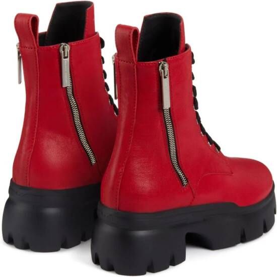 Giuseppe Zanotti Alanis lace-up leather boots Red