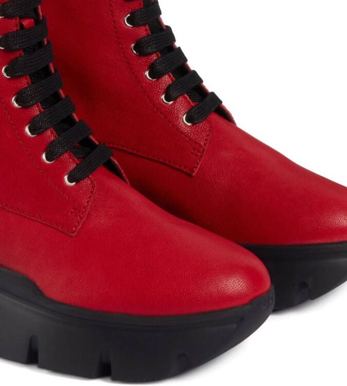 Giuseppe Zanotti Alanis lace-up leather boots Red
