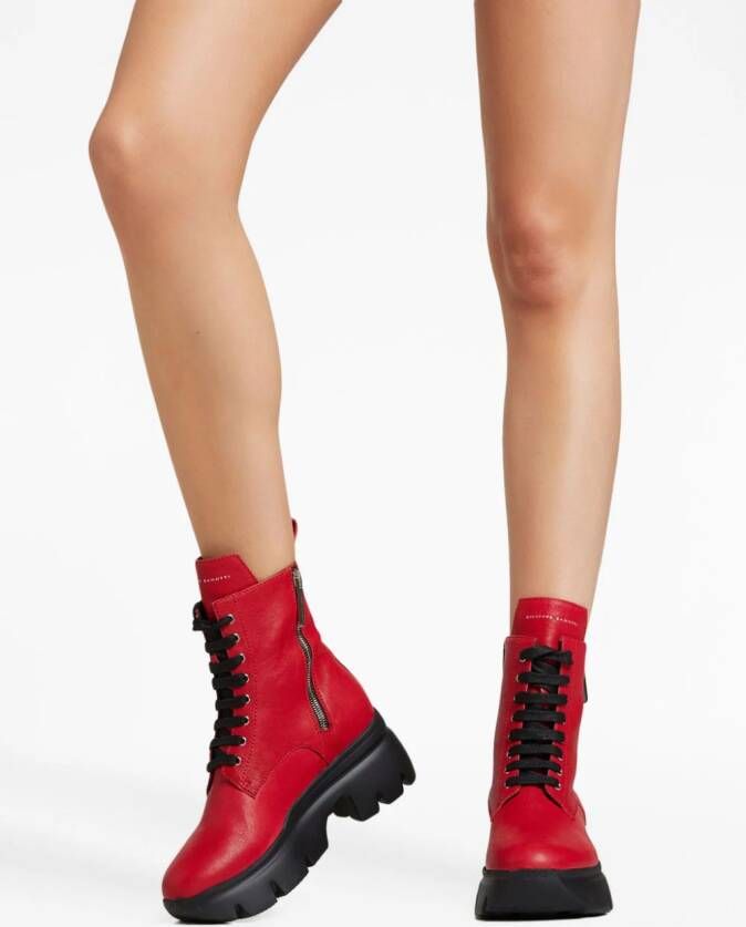 Giuseppe Zanotti Alanis lace-up leather boots Red