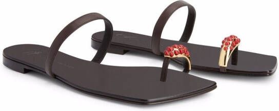 Giuseppe Zanotti Alchemisia ring leather sandals Brown