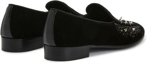 Giuseppe Zanotti Alvaro stud-embellished velvet loafers Black