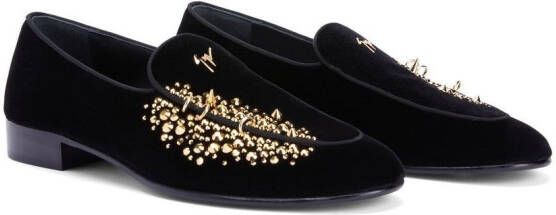 Giuseppe Zanotti Alvaro studded velvet loafers Black