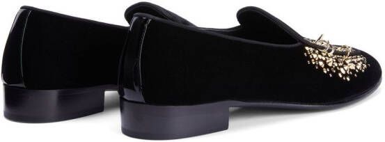 Giuseppe Zanotti Alvaro studded velvet loafers Black