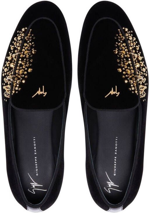 Giuseppe Zanotti Alvaro studded velvet loafers Black