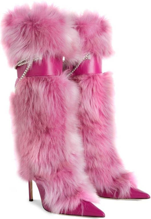 Giuseppe Zanotti Amaia Chain faux fur boots Pink