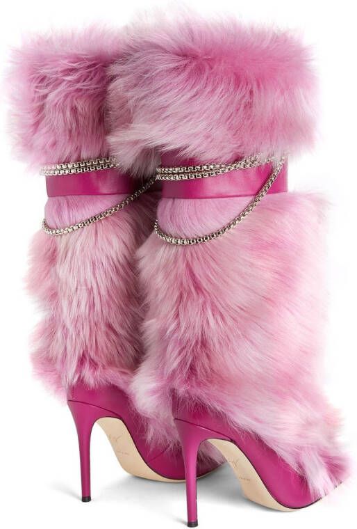 Giuseppe Zanotti Amaia Chain faux fur boots Pink