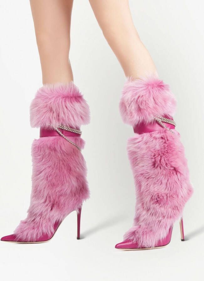 Giuseppe Zanotti Amaia Chain faux fur boots Pink
