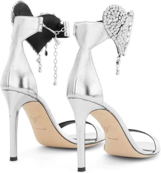 Giuseppe Zanotti Amour 105mm leather sandals Silver