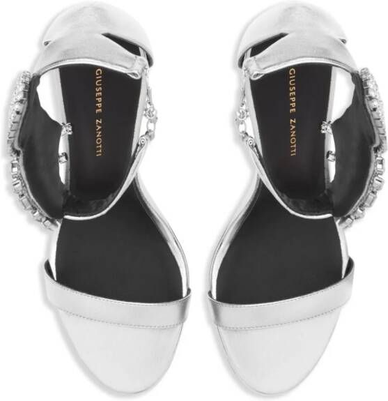 Giuseppe Zanotti Amour 105mm leather sandals Silver