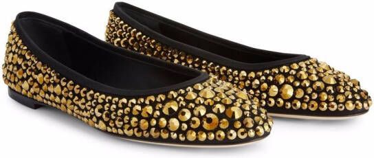 Giuseppe Zanotti Amur crystal ballerina shoes Black