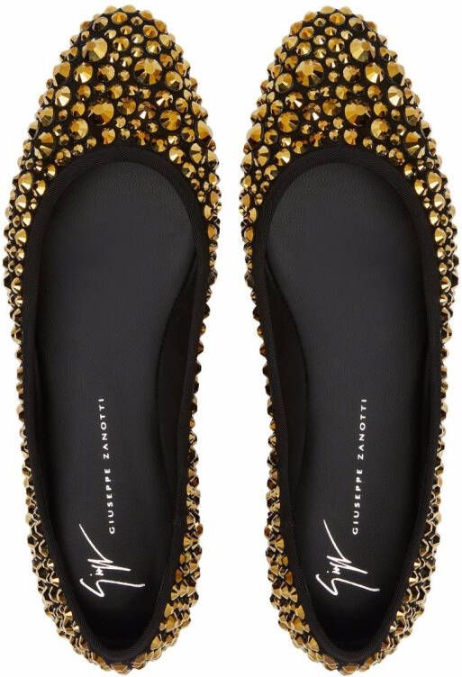 Giuseppe Zanotti Amur crystal ballerina shoes Black