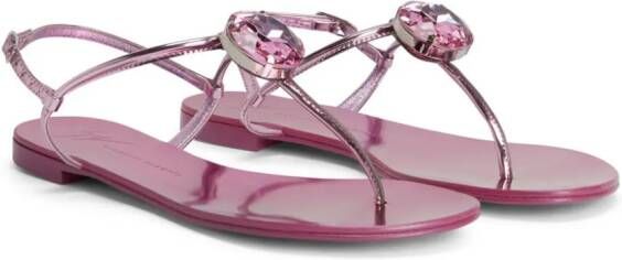 Giuseppe Zanotti Anthonia metallic-effect flat sandals Pink