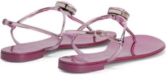 Giuseppe Zanotti Anthonia metallic-effect flat sandals Pink