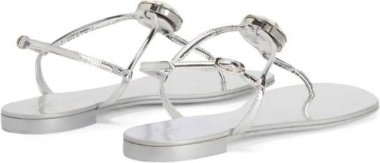 Giuseppe Zanotti Anthonia metallic-effect flat sandals Silver