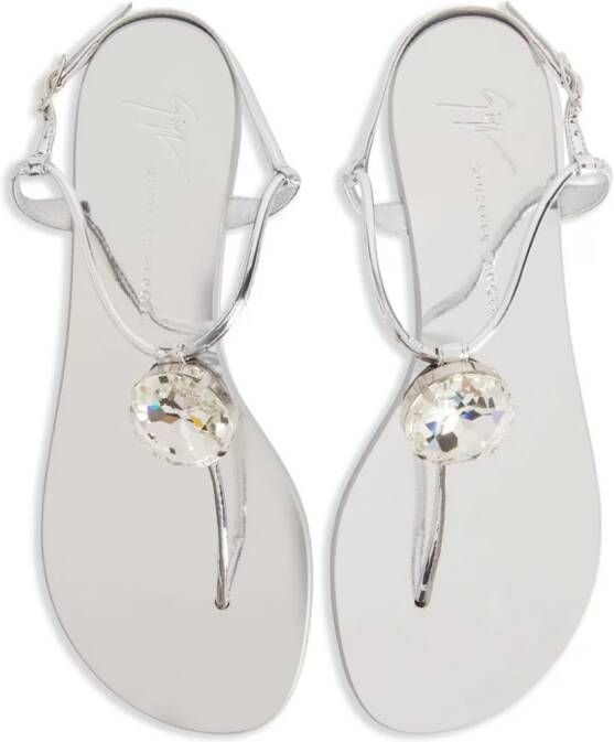 Giuseppe Zanotti Anthonia metallic-effect flat sandals Silver