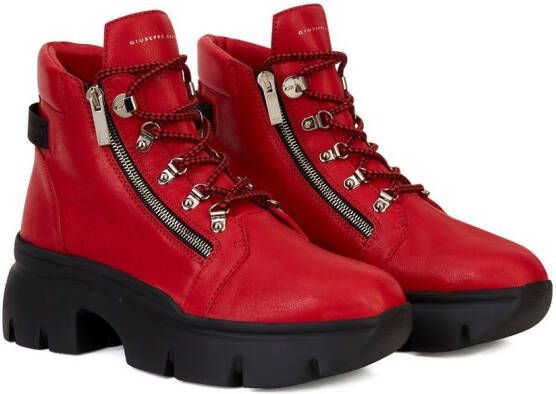 Giuseppe Zanotti Apocalypse Trek leather ankle boots Red