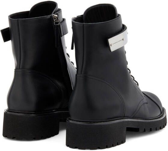 Giuseppe Zanotti Austin logo-plaque combat boots Black