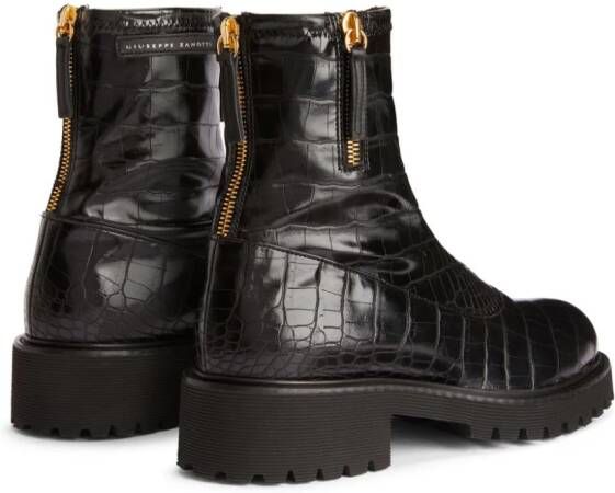 Giuseppe Zanotti Avice embossed crocodile-effect boots Black
