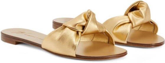 Giuseppe Zanotti Aycha knot flat sandals Gold