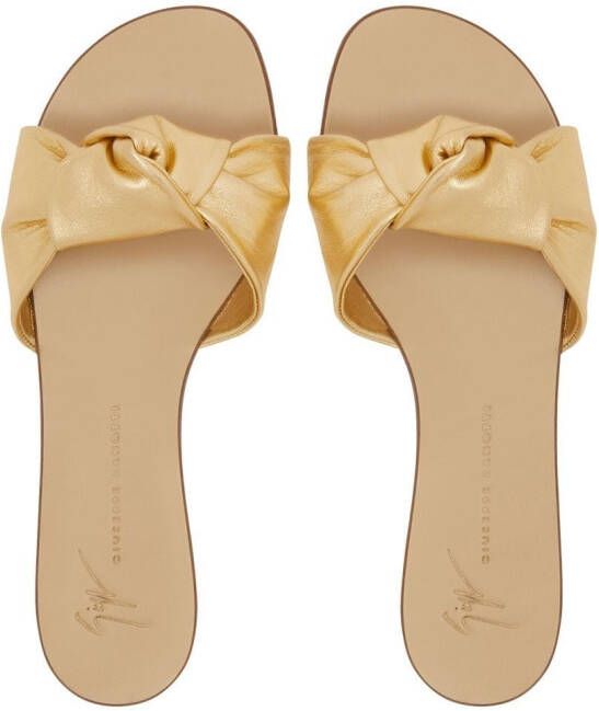Giuseppe Zanotti Aycha knot flat sandals Gold
