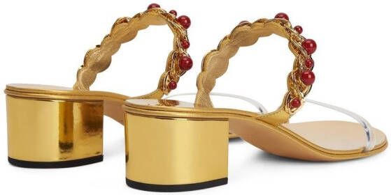Giuseppe Zanotti beaded braided sandals Gold